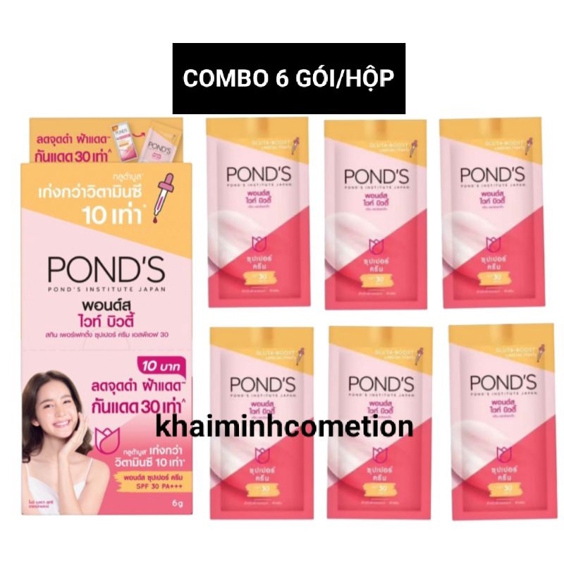 Hộp 6 gói - Kem dưỡng da Pond's nâng tông trắng hồng rạng rỡ dạng gói Thái Lan - kem dưỡng da pond