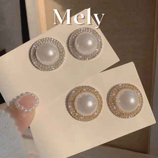 BÔNG TAI NGỌC TRAI NHÂN TẠO ĐÍNH ĐÁ MÀU VÀNG PHONG CÁCH SANG TRỌNG - MELY 1343