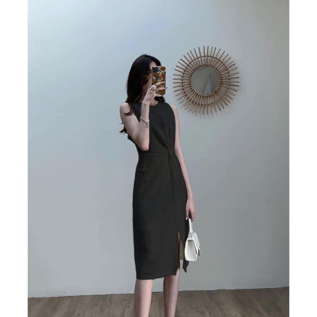 Đầm xoắn eo xẻ tà, có kèm feedback (VD13)