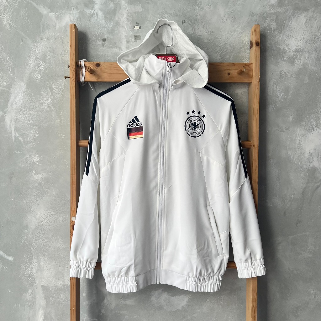 Áo khoác gió đội tuyển Quốc gia Đức WC 2022 trắng sọc vai