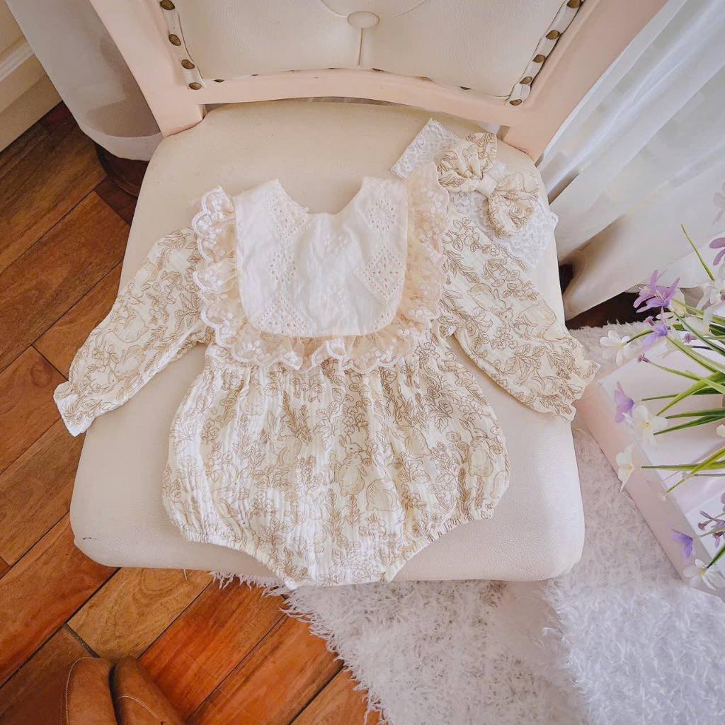 Body Xô Thỏ Kèm Yếm Và Tuban 3-10 Kg,Body Cho Bé Gái Đầy Tháng Thôi Nôi Sinh Nhật Chất Mềm