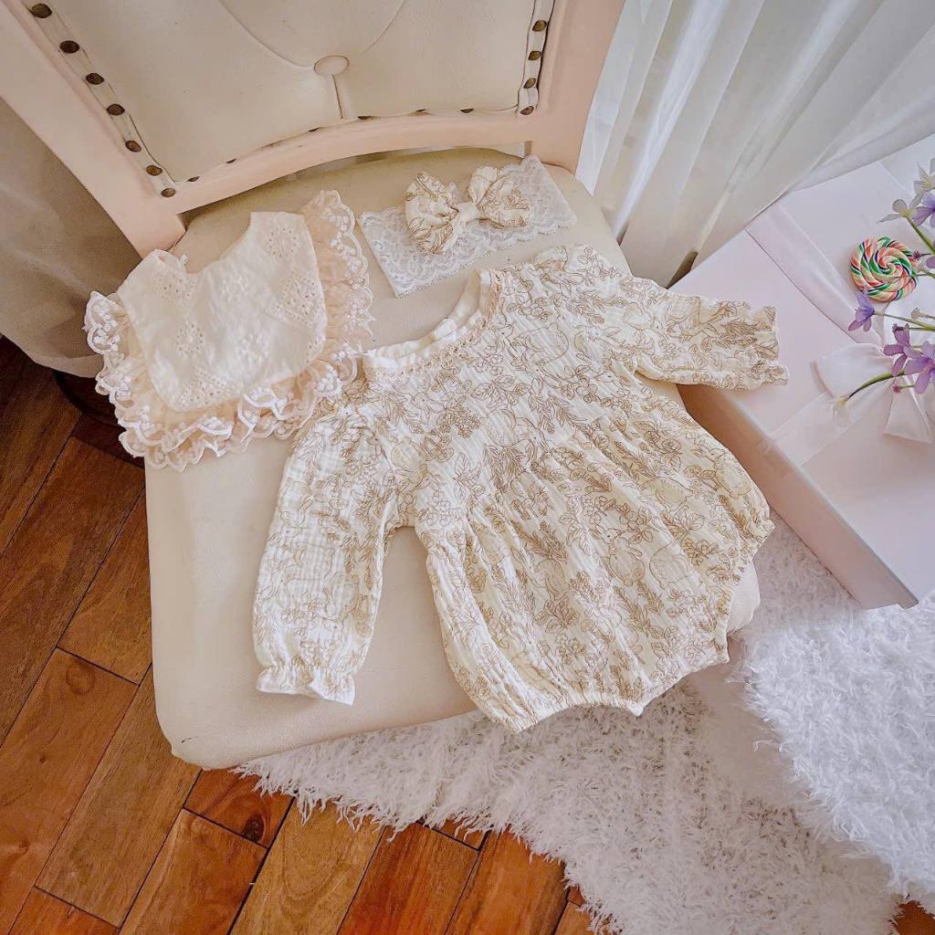 Body Xô Thỏ Kèm Yếm Và Tuban 3-10 Kg,Body Cho Bé Gái Đầy Tháng Thôi Nôi Sinh Nhật Chất Mềm