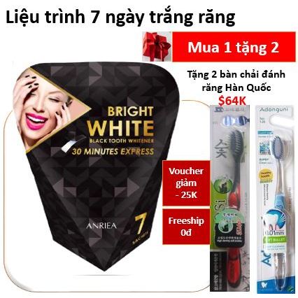 Liệu trình 7 ngày trắng răng BRIGHT WHITE BLACK TOOTH WHITENER TẶNG 2 bàn chải đánh răng