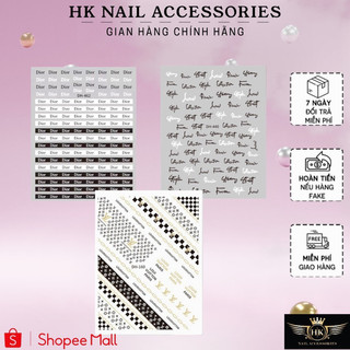 Sticker dán móng chữ nhãn hiệu logo hk nail accessories trang trí móng