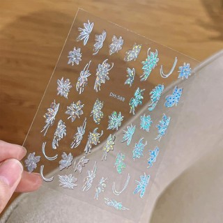 Sticker nail hoa trắng trang trí móng mã mới a