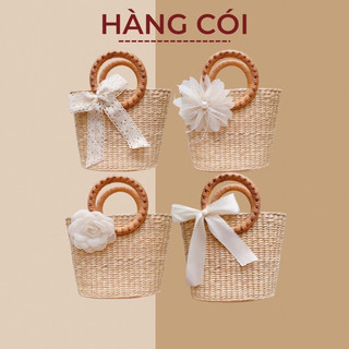 Túi lục bình giỏ cói mắt na quai mây tròn phụ kiện chụp ảnh-Hàng Cói