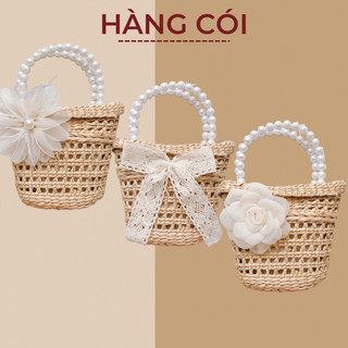 Túi cói túi lục bình quai ngọc size 20 đáy bầu cầm tay sang chảnh-Hàng Cói