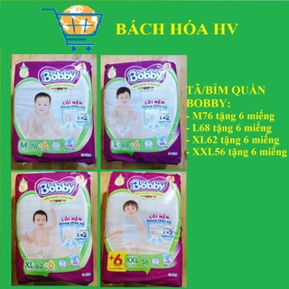 Tả (Bỉm) Bobby Quần M76, L68, XL62, XXL56 (Tặng 6 miếng) - BACH HOA HV