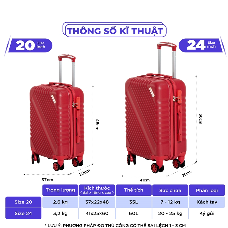 Vali kéo du lịch thời trang SUNNY SV05 ( 2 size 5 màu)