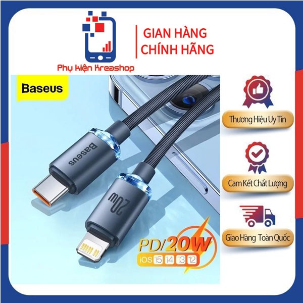 Cáp sạc nhanh Baseus Crystal Shine Type C to Light_ning PD 20W