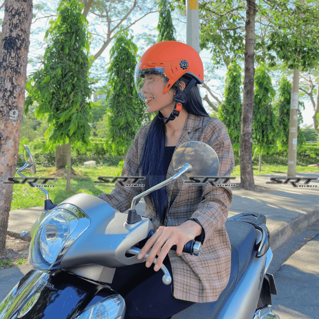 Mũ Bảo Hiểm Nữa Đầu Có Kính Nam/Nữ SRT A33K - BH 12Tháng