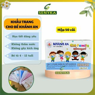 Khẩu trang cho bé trẻ em từ 5-12 tuổi hộp 50 cái cao cấp Khánh An 3 lớp kháng khuẩn _ KAKTYTC