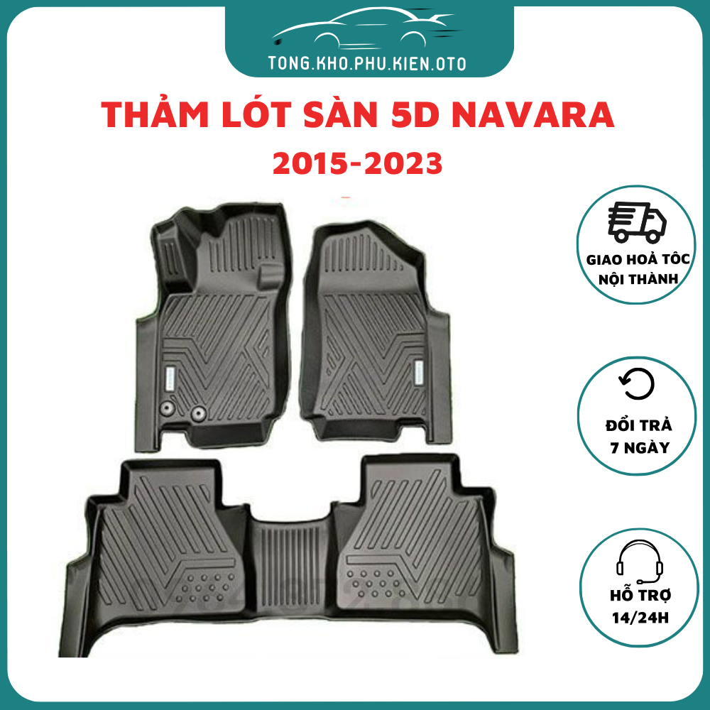 Thảm sàn nhựa TPE 5D đúc nguyên khối Nissan Navara 2015-2016-2017-2018-2019-2020-2021-2022-2023-2024