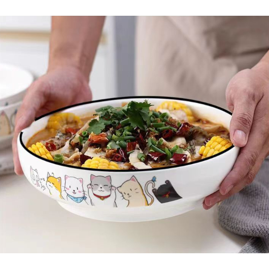 Bát tô canh mèo size to miu miu life nhiều màu BDIA67 cute dễ thương thức ăn Bộ Chén Dĩa 22.5cm 1000ml