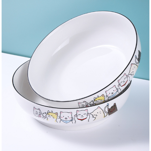 Bát tô canh mèo size to miu miu life nhiều màu BDIA67 cute dễ thương thức ăn Bộ Chén Dĩa 22.5cm 1000ml