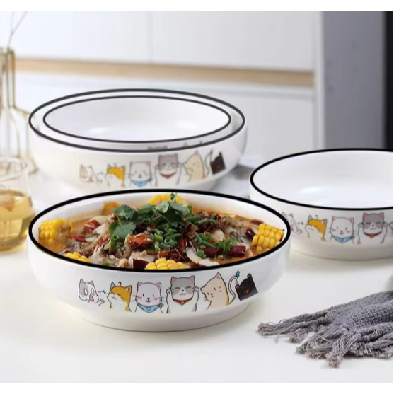 Bát tô canh mèo size to miu miu life nhiều màu BDIA67 cute dễ thương thức ăn Bộ Chén Dĩa 22.5cm 1000ml