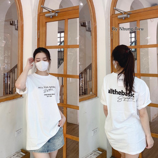 Áo phông nam nữ 3158 cotton khô form rộng tay lỡ chữ basic freesize