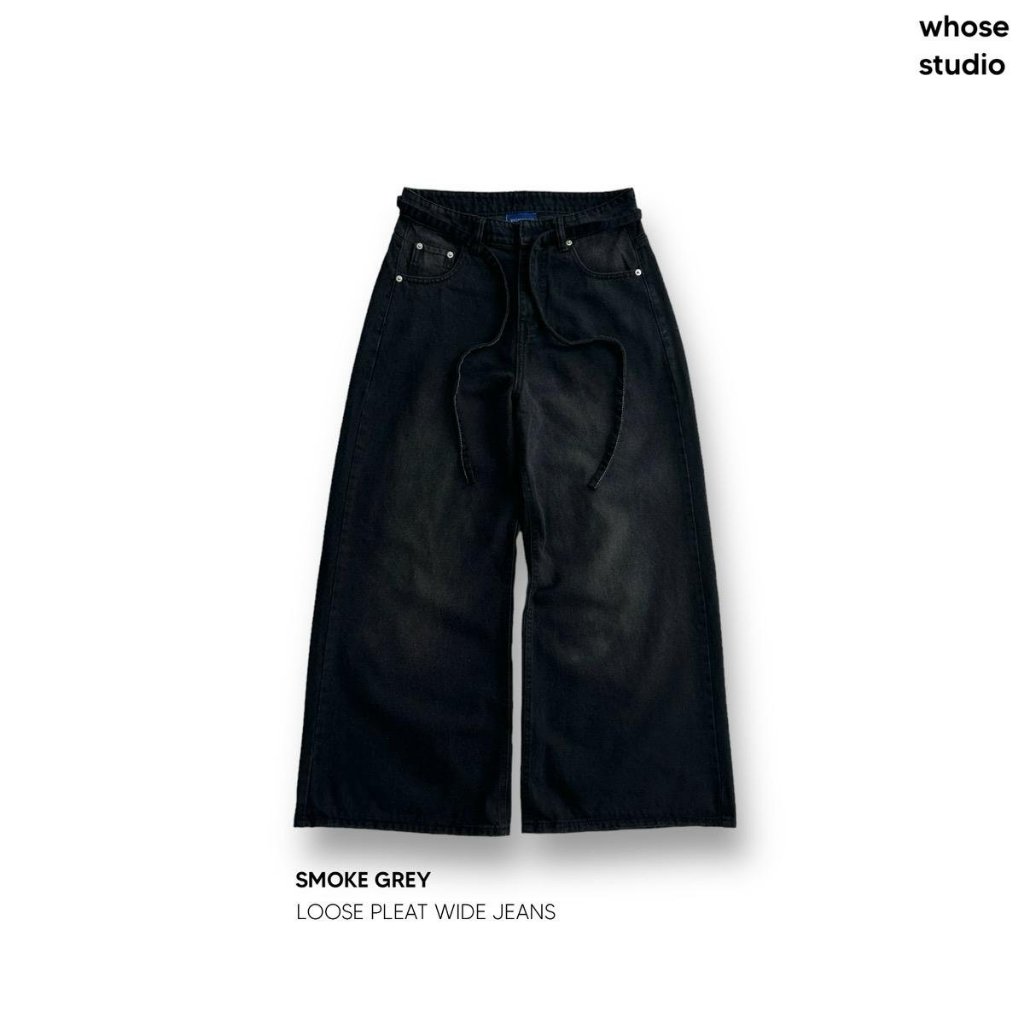 SMOKE LOOSE PLEAT WIDE JEANS - Quần jeans ống rộng form to Menswear Pants 1286