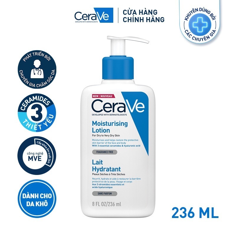 Sữa Dưỡng Âm Toàn Thân (Cả Mặt) Cerave Daily Moisturizin Lotion 236ML Chính Hãng Chăm Sóc Mọi Làn Da
