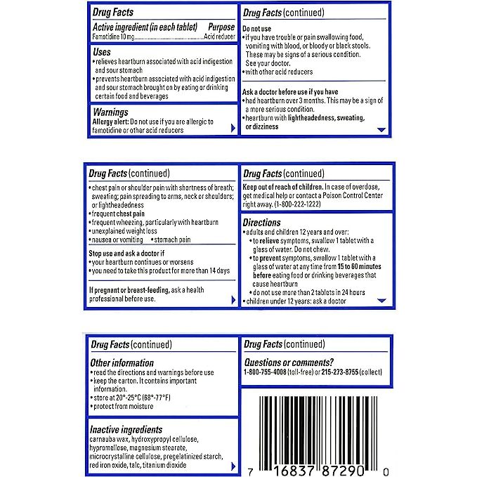Viên Uống Giảm Chứng Đầy Hơi, Khó Tiêu Và Ợ Nóng Pepcid AC Original Strength 10mg 90 viên