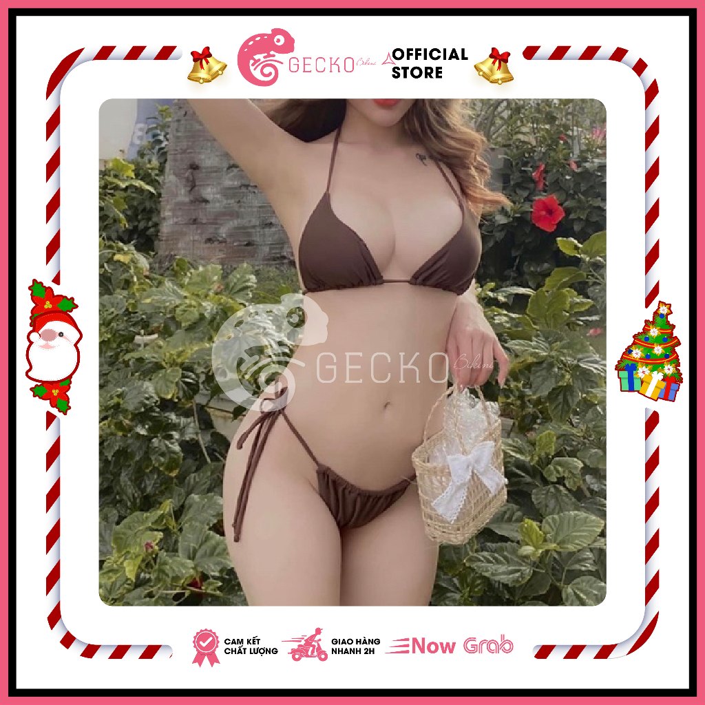 Bikini GECKO 2 Mảnh Tam Giác Nâu Tây Lọt Khe 2M22-A (Ảnh Thật, Nhiều Màu)
