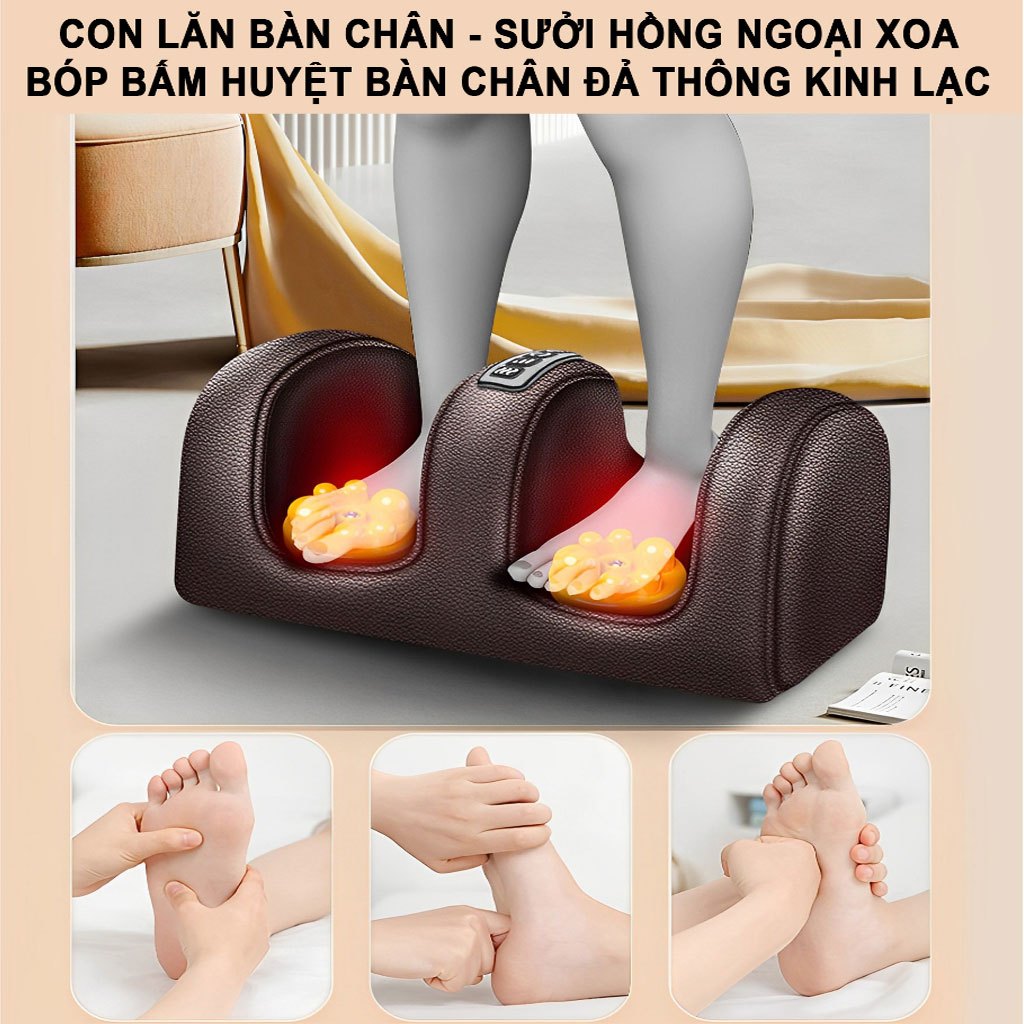 Đệm Massage Toàn Thân - Thảm, Nệm, Gối Matxa Toàn Thân Cổ, Vai, Gáy Kết Hợp Túi Chườm Thảo Dược Kèm Máy Massage Bàn Chân