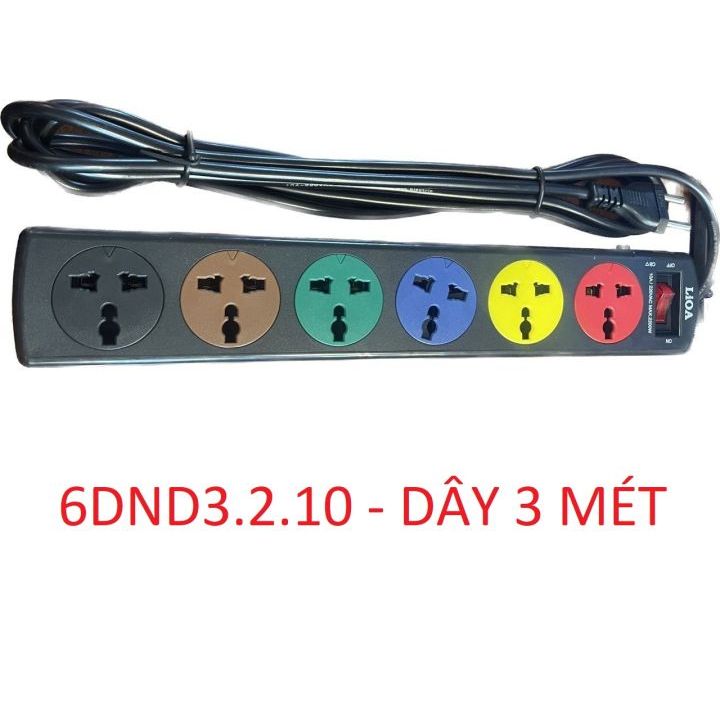 Ổ Lioa 6D có nắp che dây 3m - 5m - 6DND 10A/250V