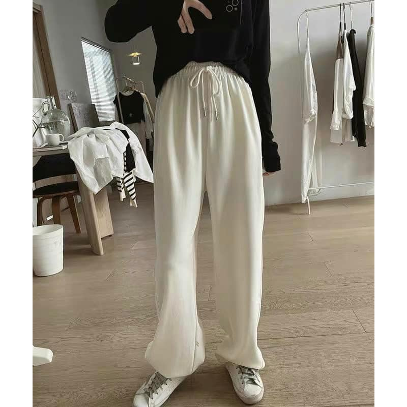 Quần Jogger nỉ tăm bo gấu KATCLUBVN - quần nỉ ống rộng jogger dây rút, quần nỉ tăm jogger basic