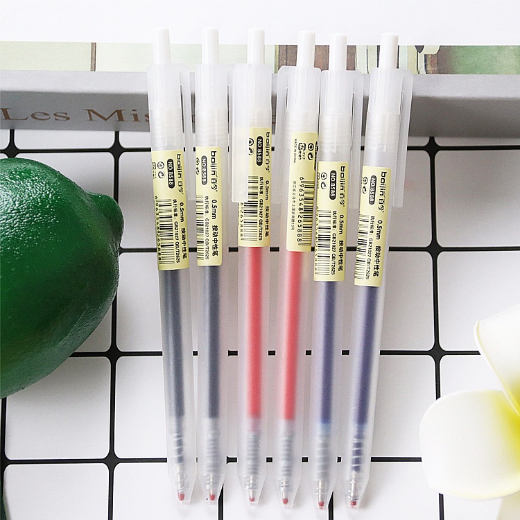 Bút bi bấm mực gel nước văn phòng ngòi 0,5mm ba màu đen xanh đỏ viết trơn và đều,nét chữ đẹp nhanh khô BB107