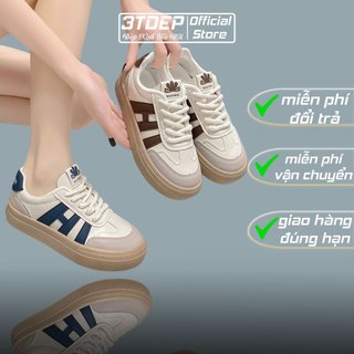 Giày sneaker dáng thể thao nữ 3TDEP, 2 màu hoạ tiết HI cao 4cm, chuẩn size