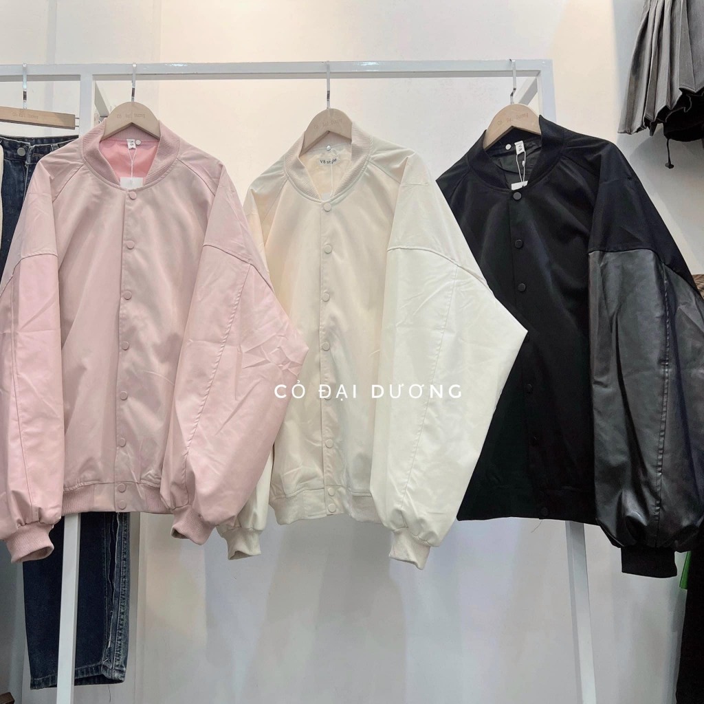 Áo khoác bomber 3 màu phối tay da from rộng - Retrostyle - Aokhoacbomber3187_P7K8