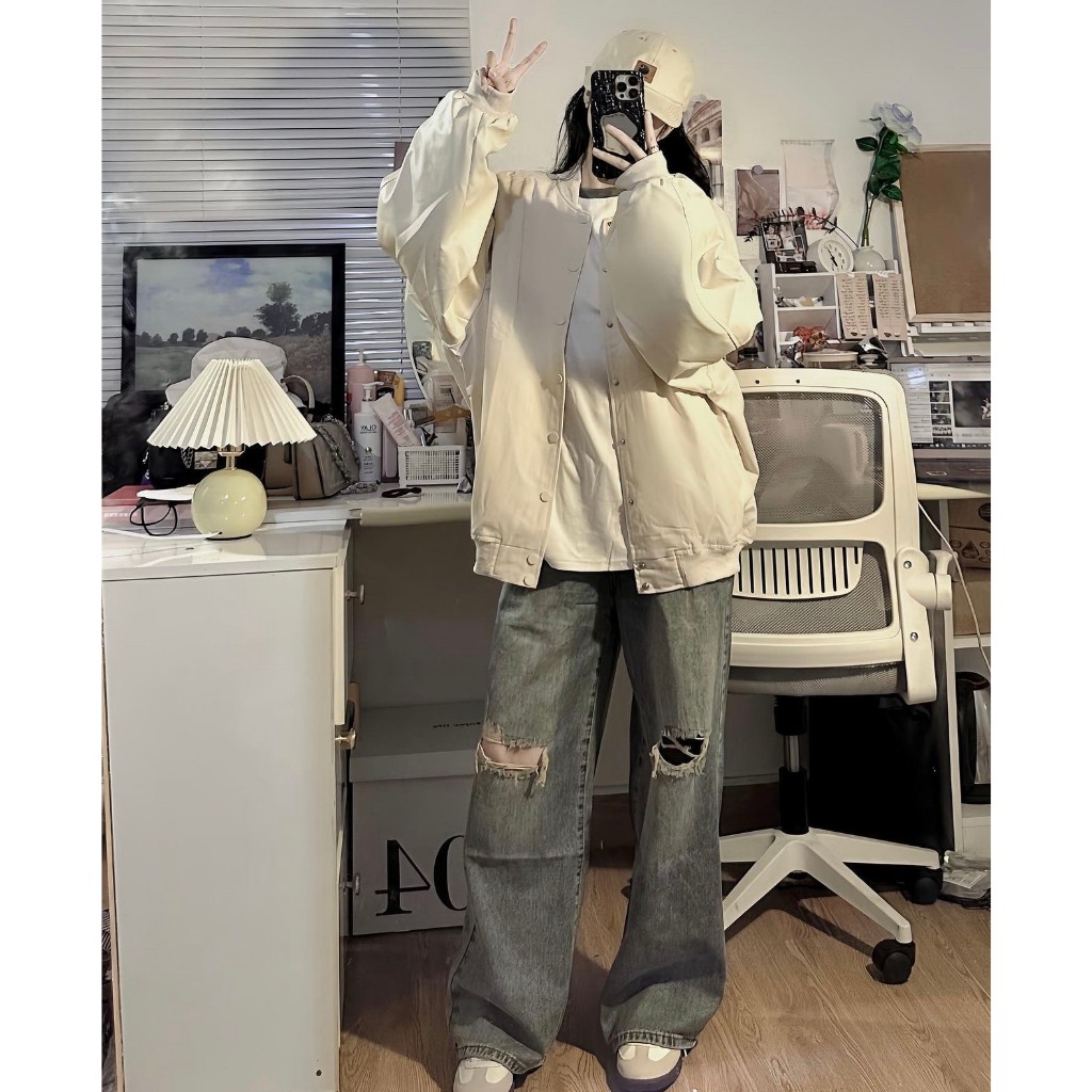 Áo khoác bomber 3 màu phối tay da from rộng - Retrostyle - Aokhoacbomber3187_P7K8