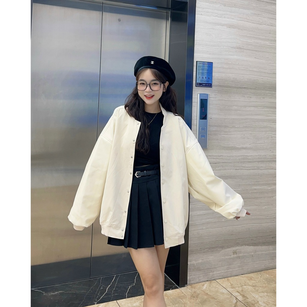 Áo khoác bomber 3 màu phối tay da from rộng - Retrostyle - Aokhoacbomber3187_P7K8