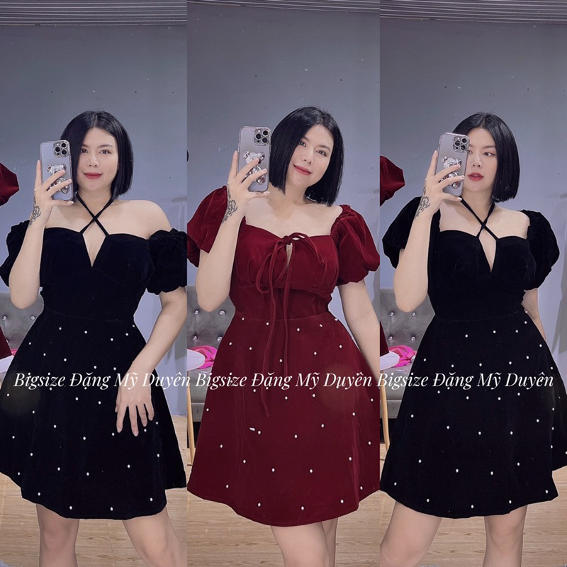 ĐẦM NHUNG ĐÍNH HẠT NGỌC ẢNH CHỤP THẬT