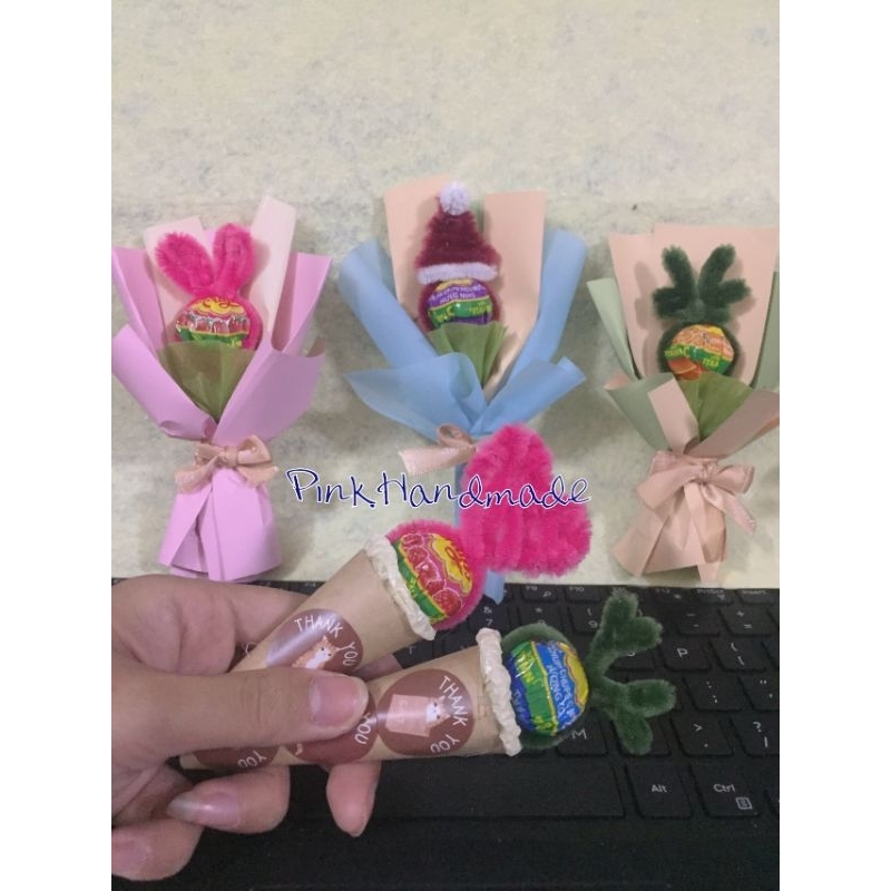 Kẹo mút tai thỏ kẽm nhung làm quà tặng noel, trang trí siêu xinh(ảnh thật)