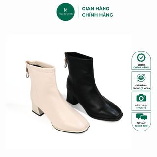 Giày bốt nữ Nin shoes giày boot nữ cổ cao để bằng mũi tròn đế bằng khóa kéo sau êm chân BOM004
