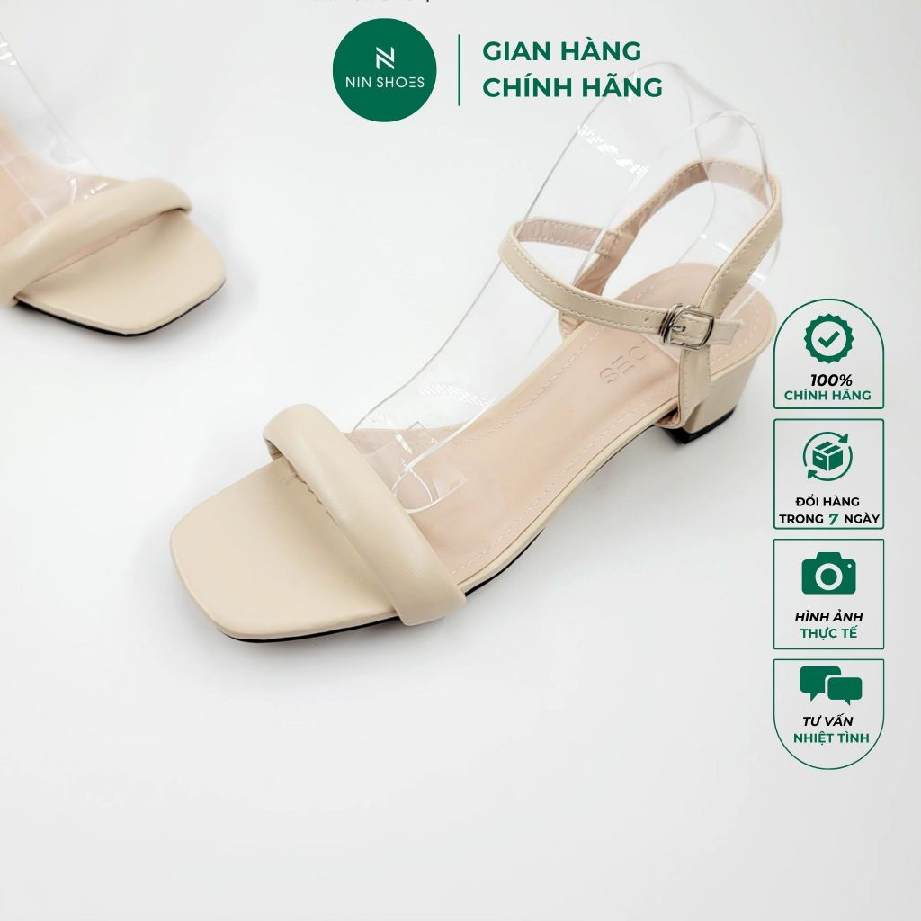 Giày sandal nữ cao gót Ninshoes 3p Sandal nữ đế thấp mũi vuông đế vuông dép quai hậu nữ đế cao hot trend năm 2023