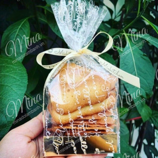 Túi đựng bánh quy Chữ Trắng kèm đáy vàng ~ 50 chiếc