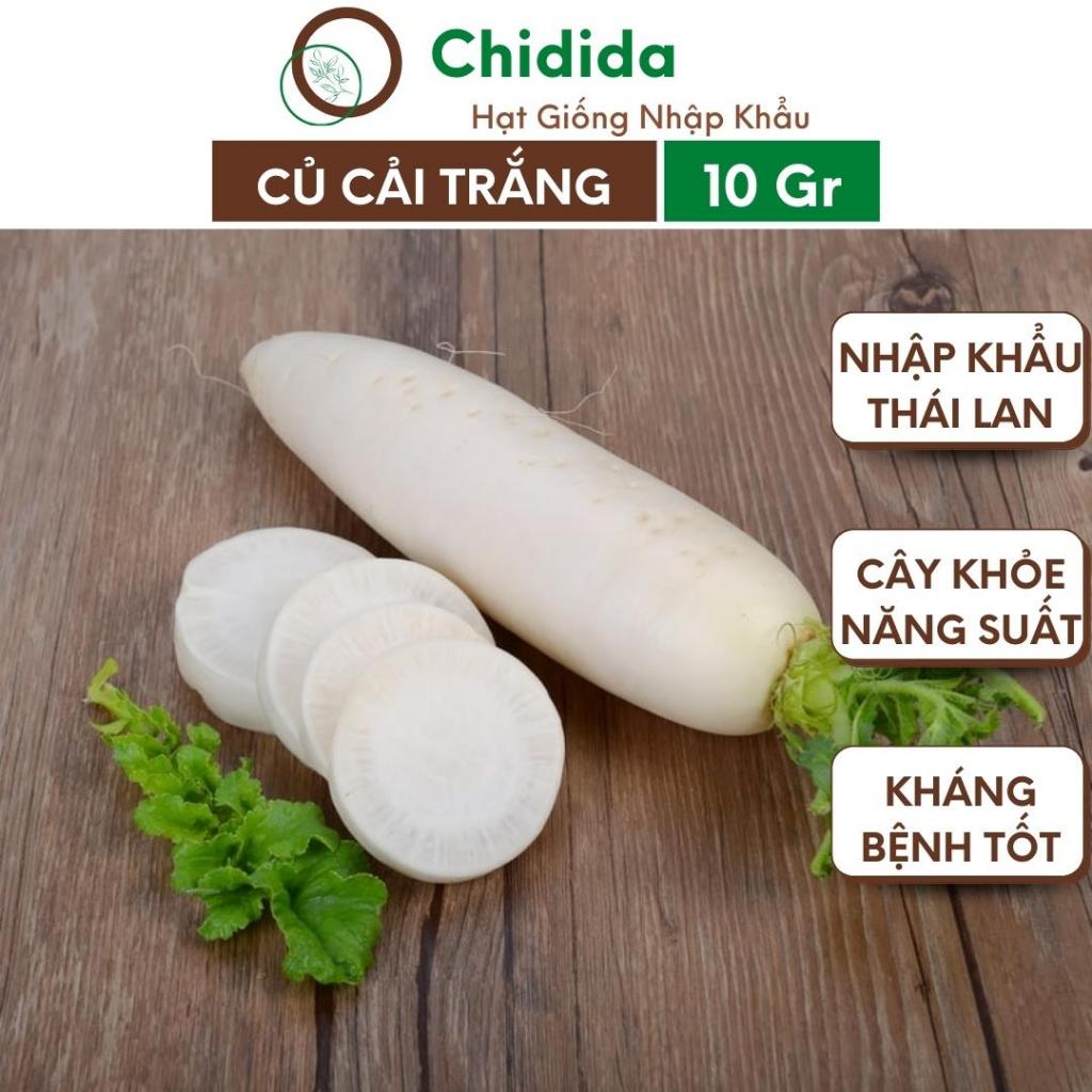 Hạt giống củ cải trắng Chidida giống củ cải trái dài Thái Lan thời gian sinh trưởng ngắn 35 đến 40 ngày gói 10g