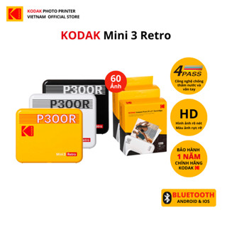 Máy in ảnh (kết nối bluetooth) Kodak Photo Printer - Kodak Mini 3 Retro P300R - Hàng chính hãng - Bảo hành 1 năm