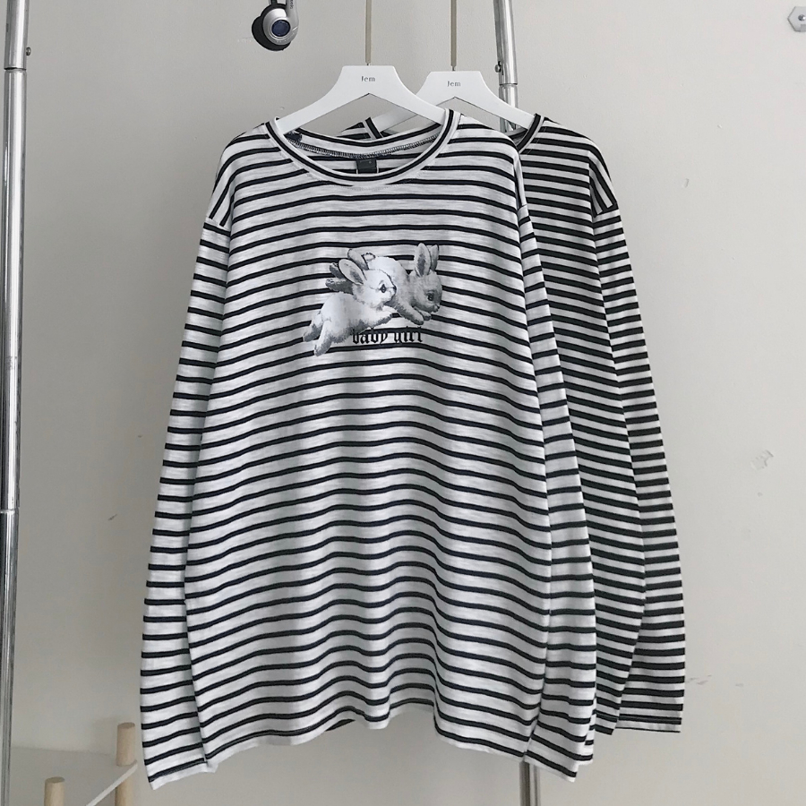 Áo phông dài tay form rộng nữ chất vải sọc cotton BBYA - 10648 - Jemcloset