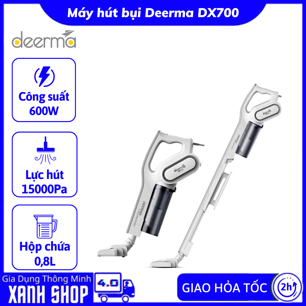 Máy Hút Bụi Cầm Tay DEERMA DX700, Công suất 600W, Lực hút 15000Pa, Công nghệ lốc xoáy - Pro Cyclone,