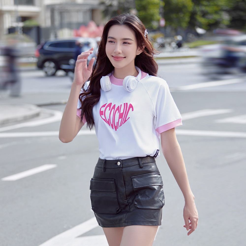 Áo Thun Baby Tee ECOCHIC HEART Thêu Logo Tim 100% Cotton 250gsm F030