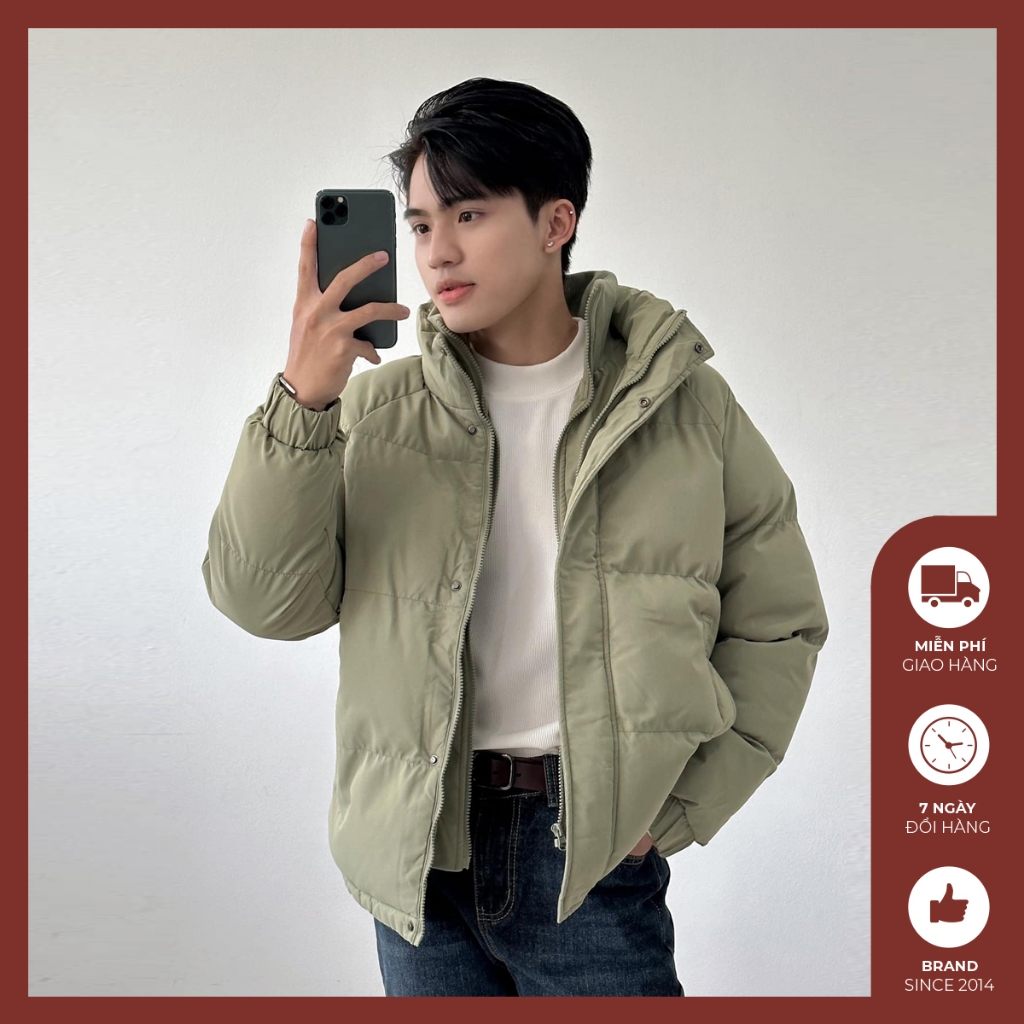 Áo phao béo nam form rộng Độc menswear phao trần bông dày dặn, giữ nhiệt cản gió bo chun cổ tay - KP01