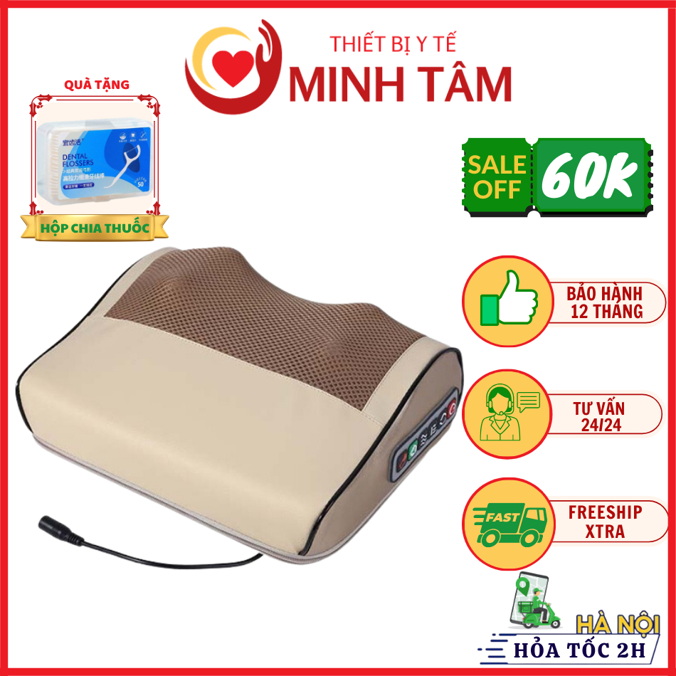 Gối massage cổ vai gáy hồng ngoại 20 bi MISUKO SA-G38, 3 chế độ tích hợp 8 động tác massage chuyên nghiệp