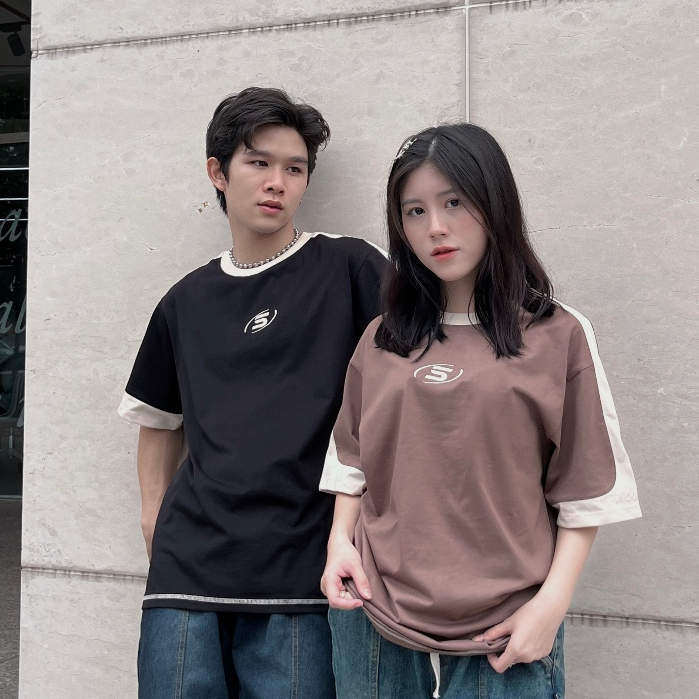 Áo Thun Unisex SAIGONESE Highline Thun Cotton Logo Thêu Form Rộng Nam Nữ / Đen