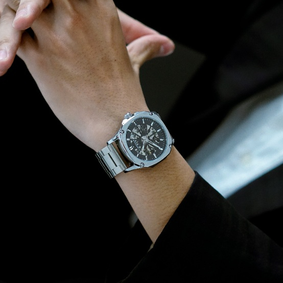 Đồng hồ cơ nam - The Winner - thiết kế skeleton lộ máy 2 mặt tặng kèm dây đeo hoặc vòng cuff titan