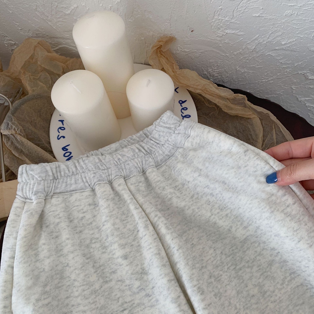 TE494- Quần nỉ bông không xù cho bé trai bé gái bo gấu hoạ tiết hoạt hình năng động size 8-16kg