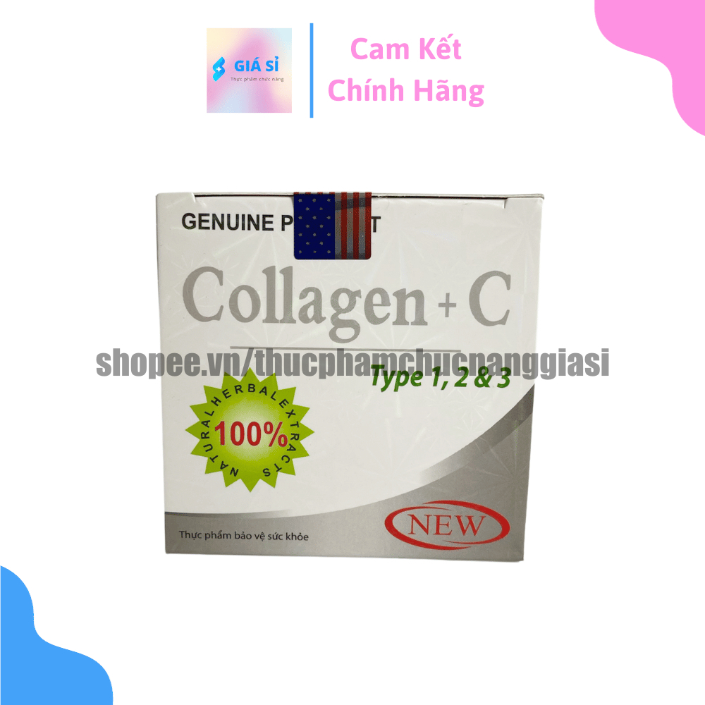 Viên uống COLLAGEN +C bổ sung collagen, vitamin e giúp chống lão hóa, cải thiện nếp nhăn - Hộp 60 viên dùng 30 ngày