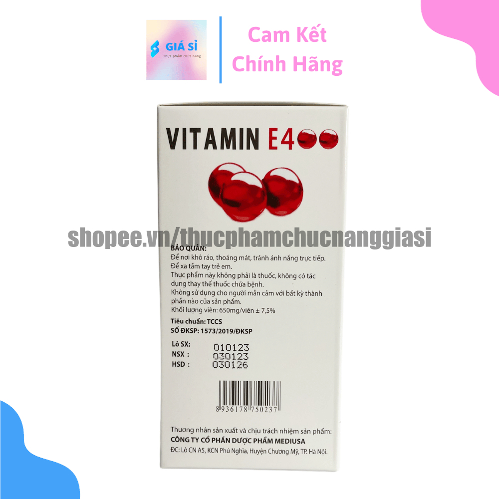 Viên uống VITAMINE ĐỎ bổ sung vitamin E giúp làm đẹp da, trắng da, hồi phục da nhăn nheo- Hộp 100 viên